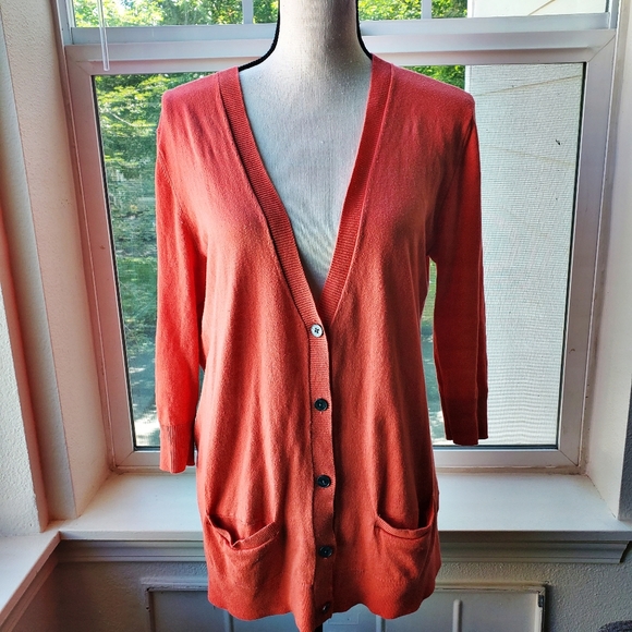 GAP Sweaters - GAP New Coral Long V Neck Cardigan | M